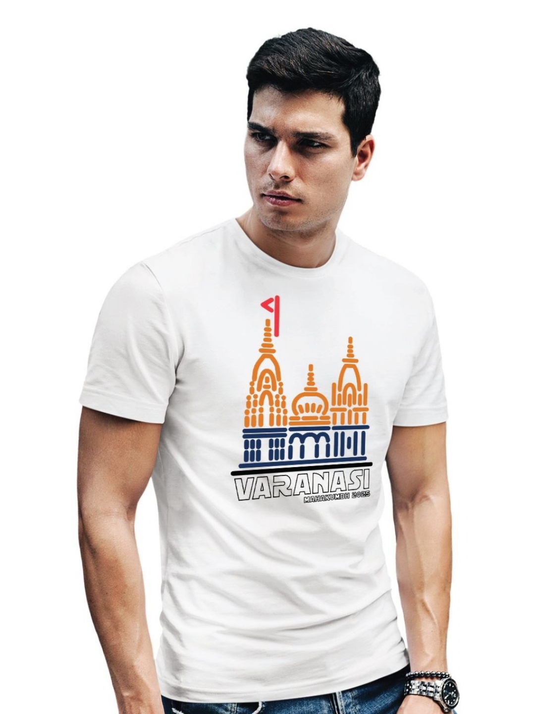 

Tantra Men Printed Applique T-shirt, White