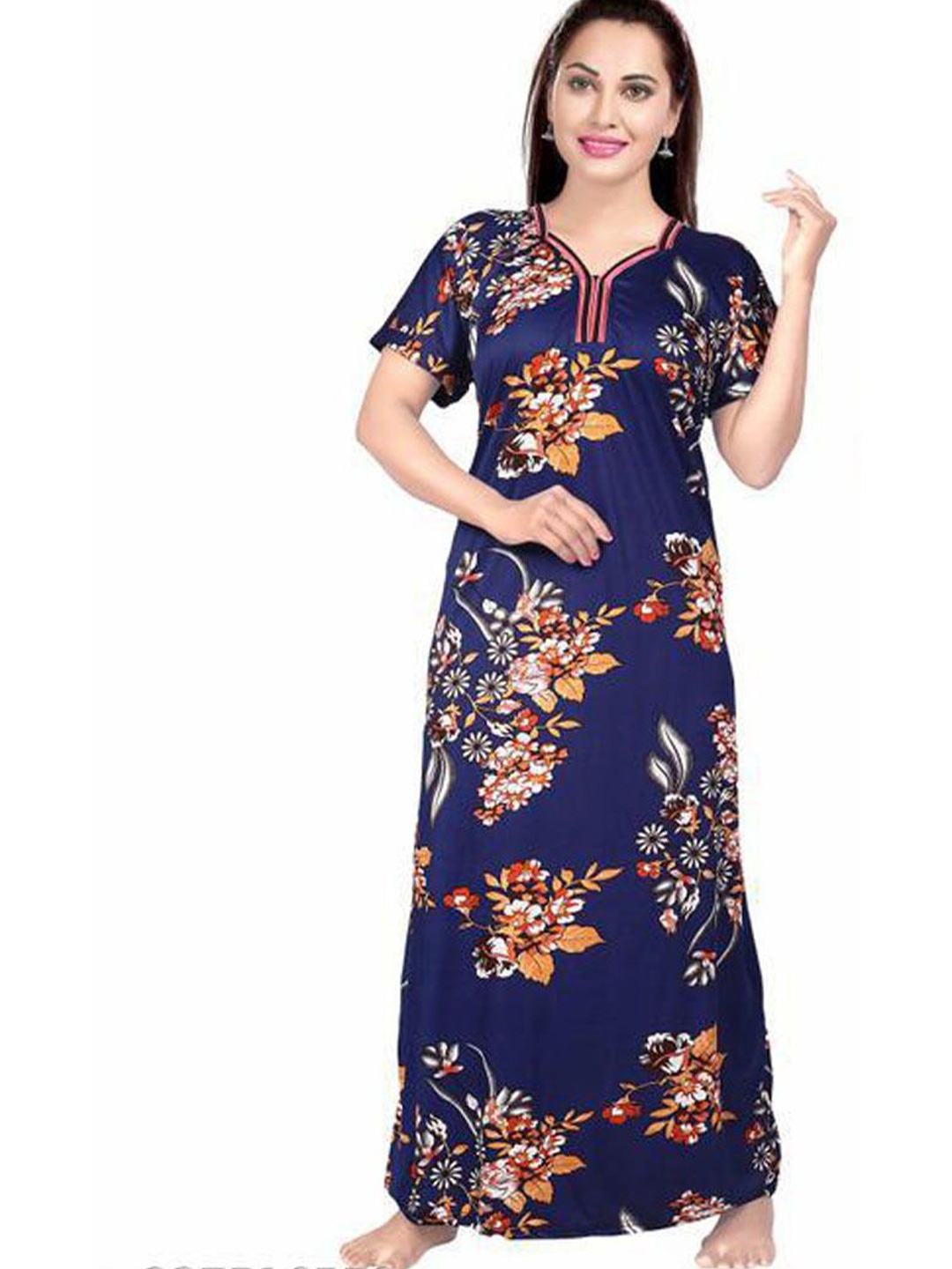 

PR PINK ROYAL Printed Maxi Nightdress, Navy blue