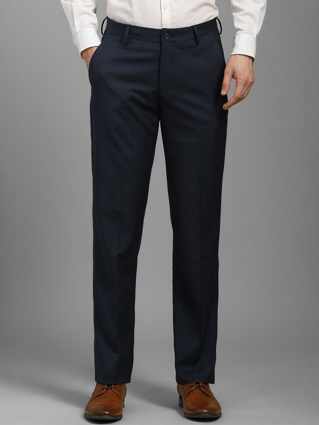 

Louis Philippe Men Checked Trousers, Navy blue