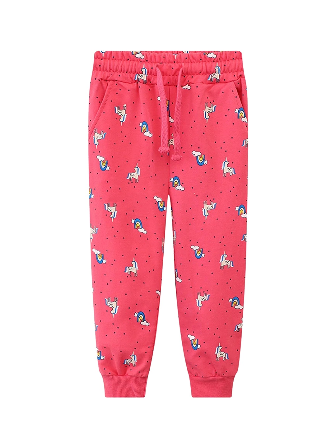 

LULU & SKY Girls Printed Tapered Fit Joggers Trousers, Pink