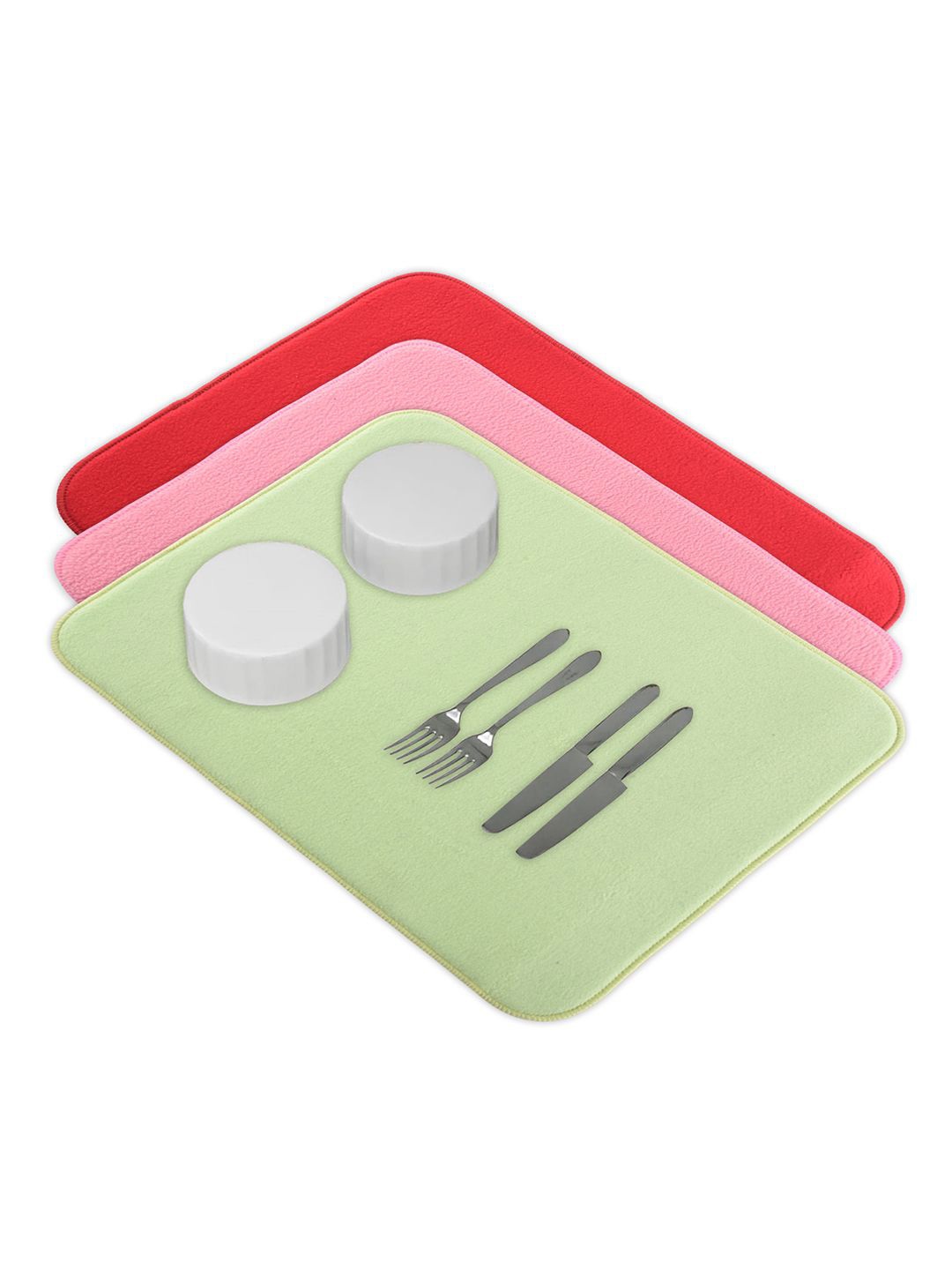 

Kuber Industries 3-Pcs Green & Pink Non Slip Dish Drying Mats