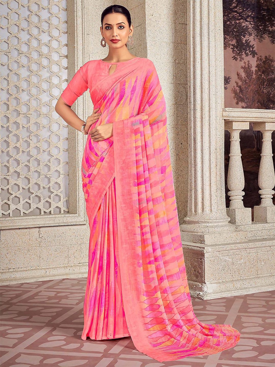 

Anouk Rustic Abstract Printed Saree, Pink