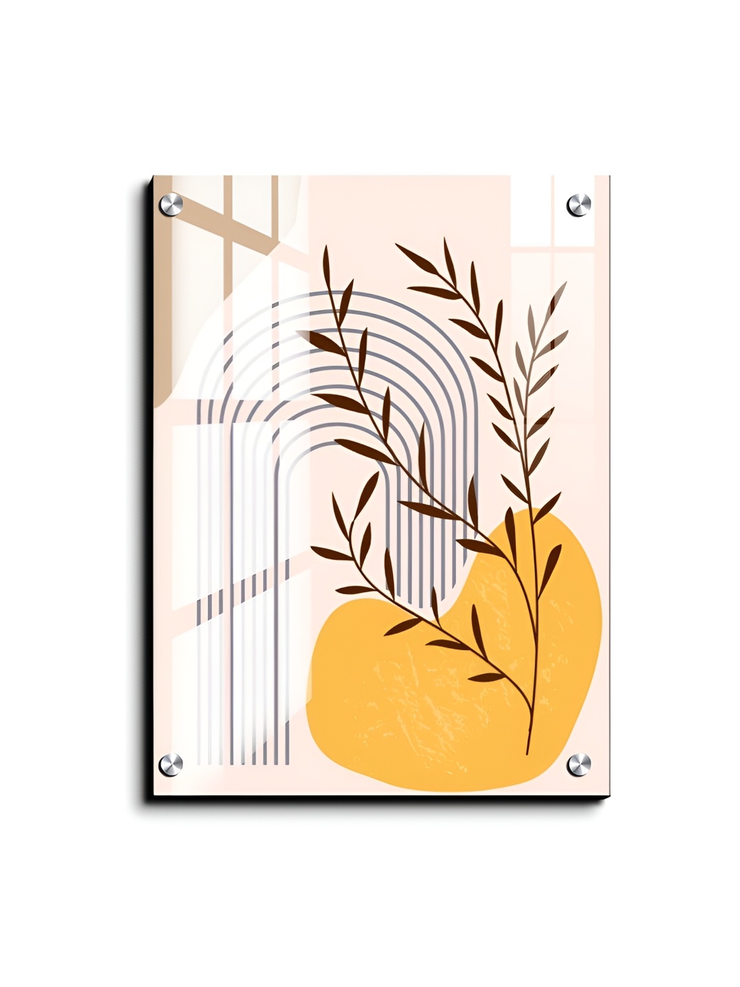 

Chalk My Theme Yellow & Beige 1 Piece Abstract Botanical Printed Wood Wall Art