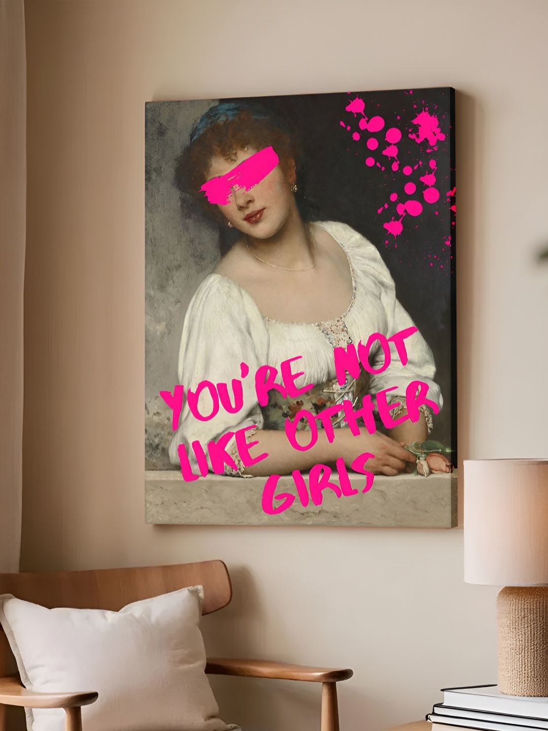 

Art Street Feminist Altered Stretch Pink And White Millennials Canvas Wall Art