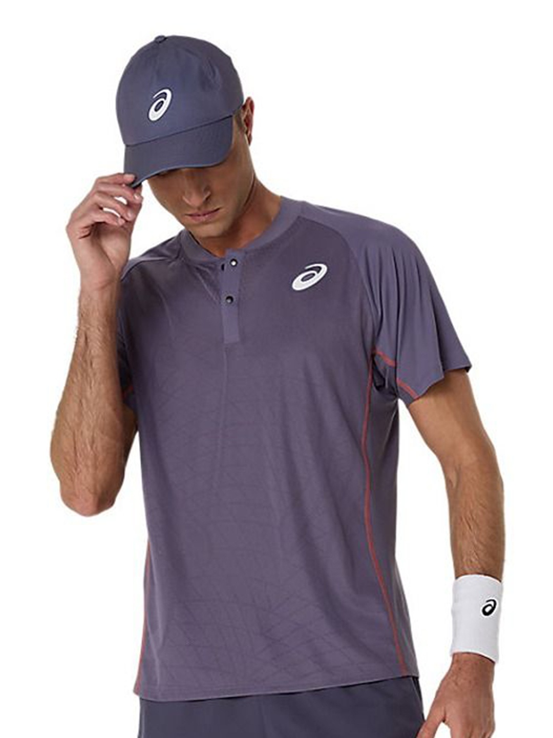 

ASICS Men Solid Henley Neck Slim Fit T-shirt, Purple