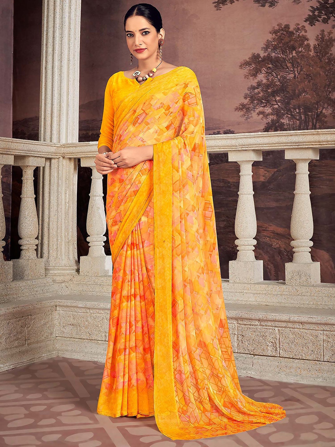 

Anouk Rustic Printed Daily Wear Saree Saree, Yellow