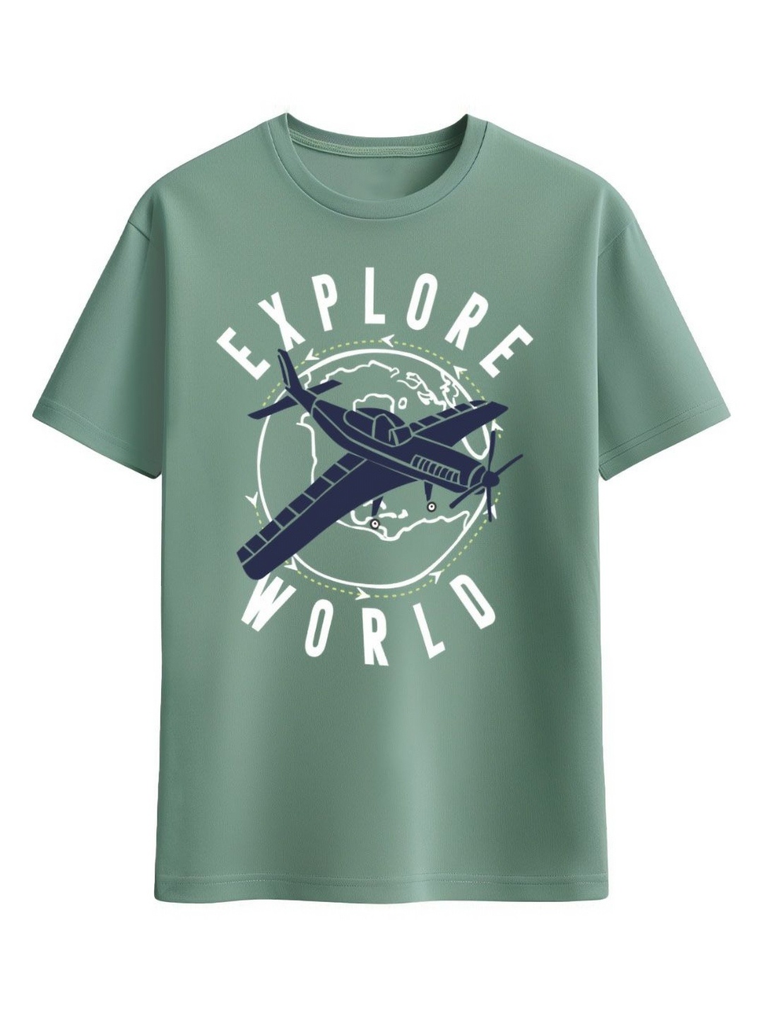 

Toodle Plus Unisex Plus Size Graphic Printed Round Neck Pure Cotton T-Shirt, Green