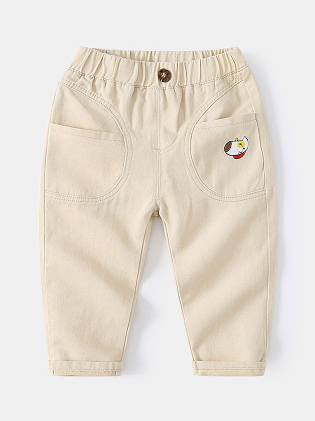 

LULU & SKY Boys Tapered Fit High-Rise Trousers, Beige