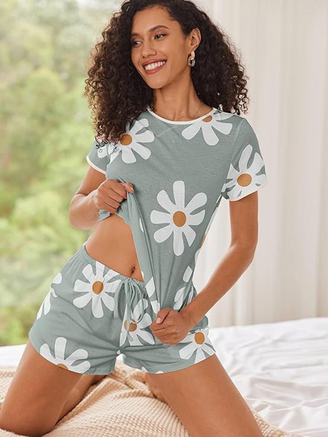 

Dreambe Women Printed Night suit, Green