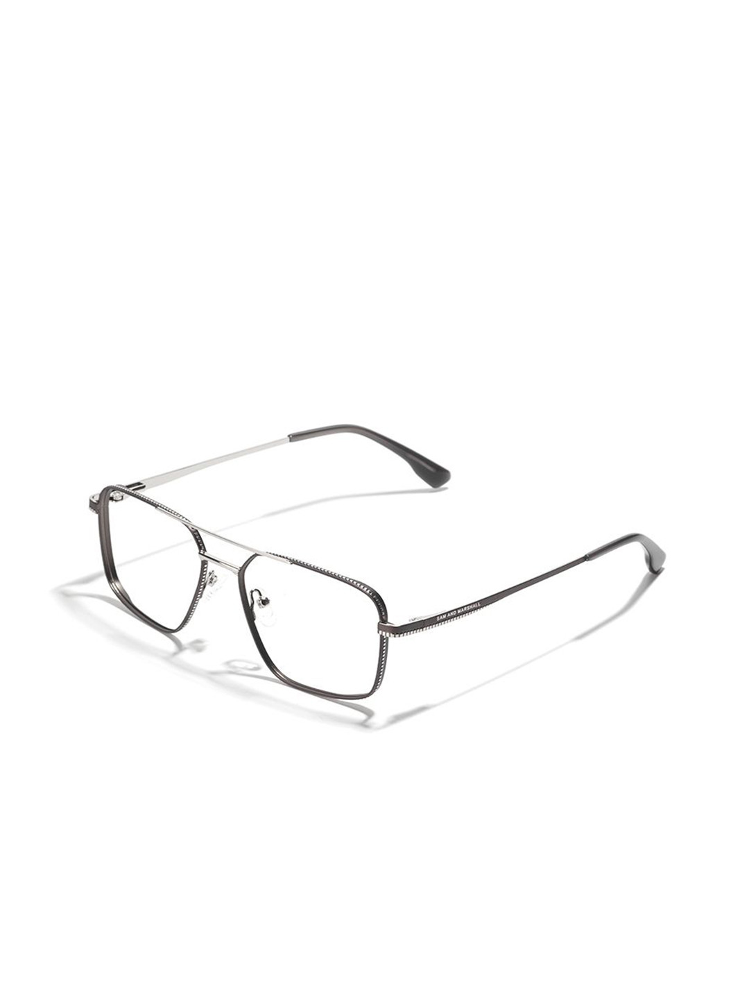 

SAM & MARSHALL Vanadium Grey & Silver-toned Full Rim Square Frames Computer Eye Glasses