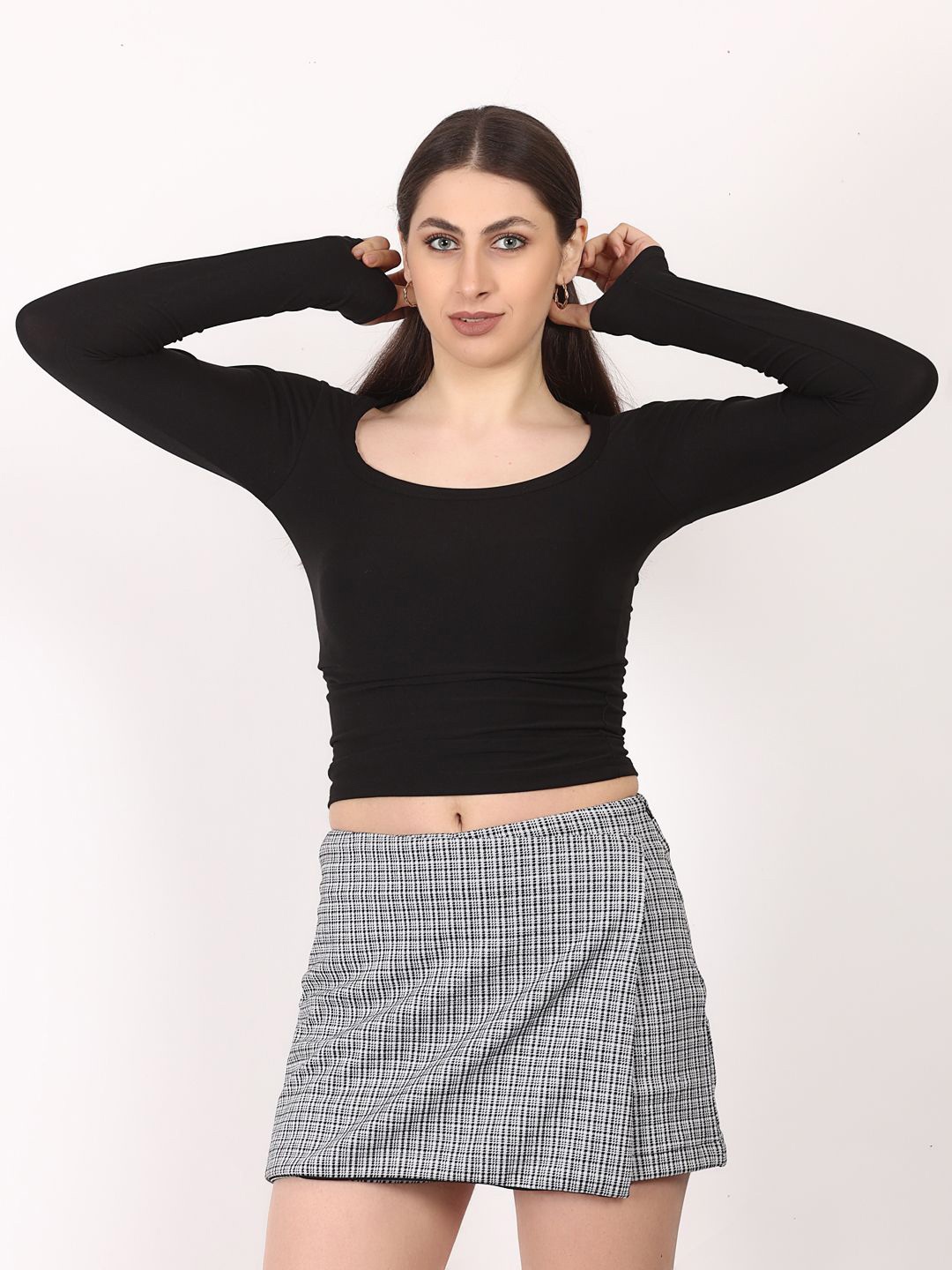 

SIGHTBOMB Women Scoop Neck Top, Black