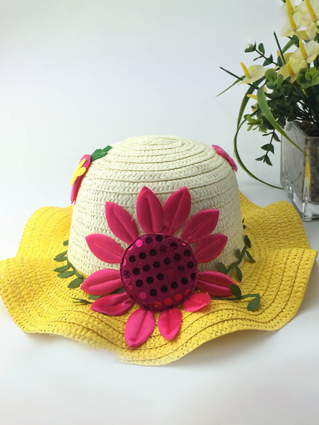 

Babymoon Kids Yellow Self Design Bucket Hat