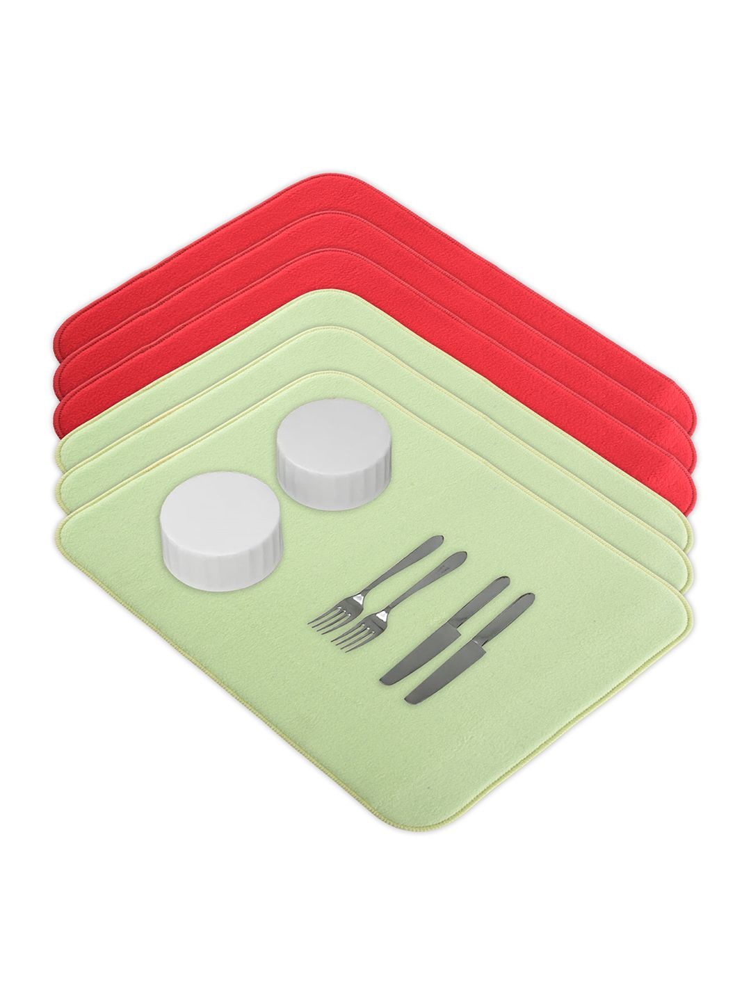 

Kuber Industries 6-Pc Green & Red Non Slip Dish Drying Mats