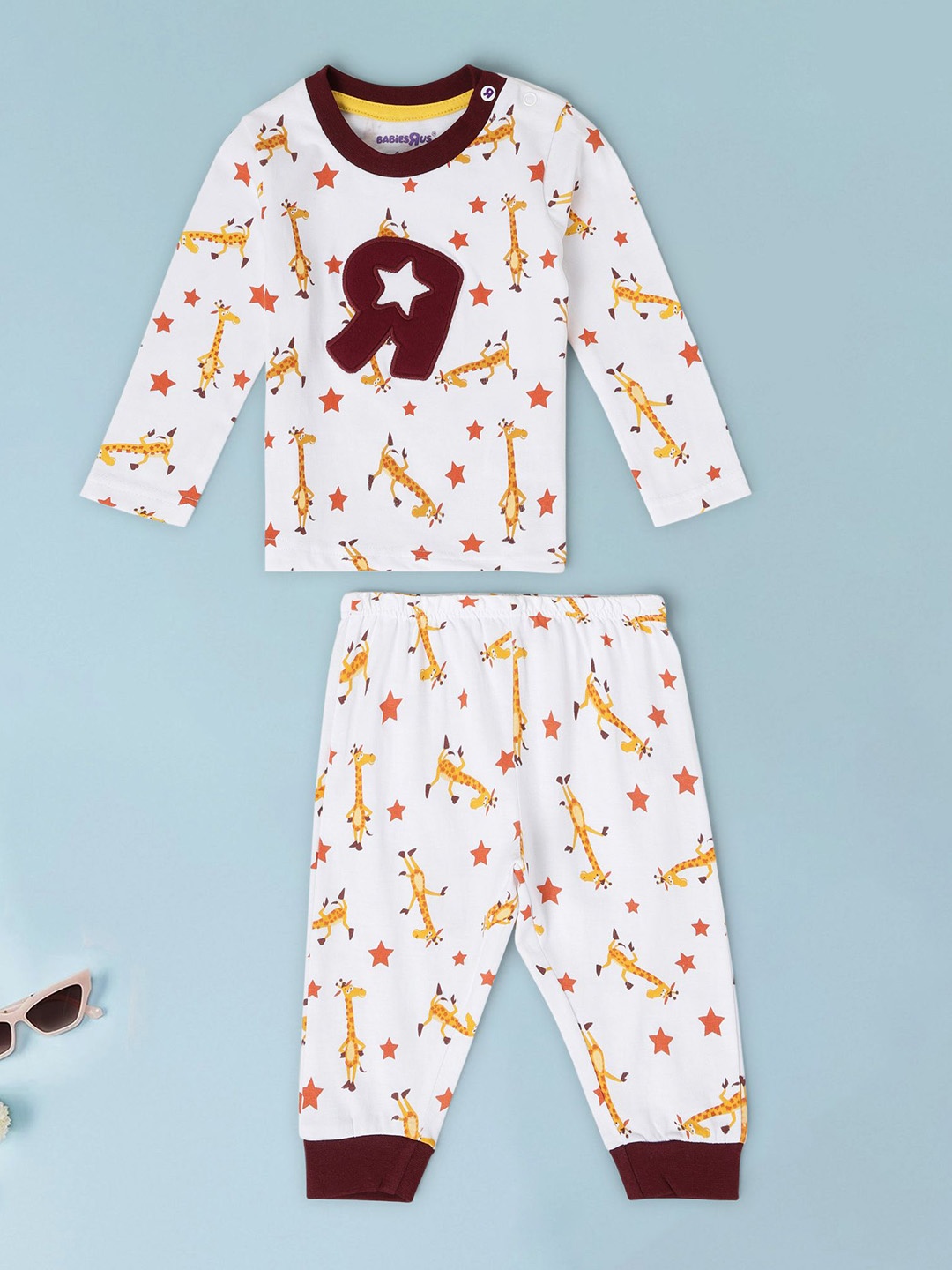 

Babies R Us Boys Printed Round Neck T-shirt with Joggers, White