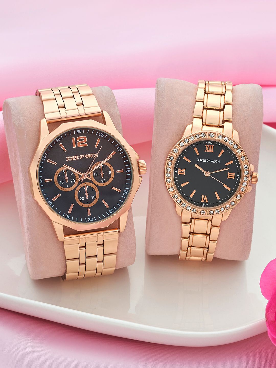 

JOKER & WITCH Keith & Nicole Analogue Couple Watches Giftset, Rose gold