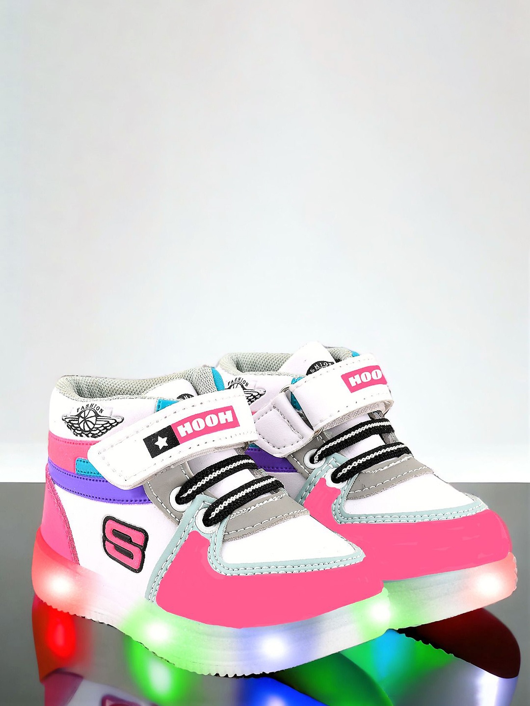 

HOOH Now Comfort in Fashion Unisex Kids Colourblocked High-Top Sneakers, Pink