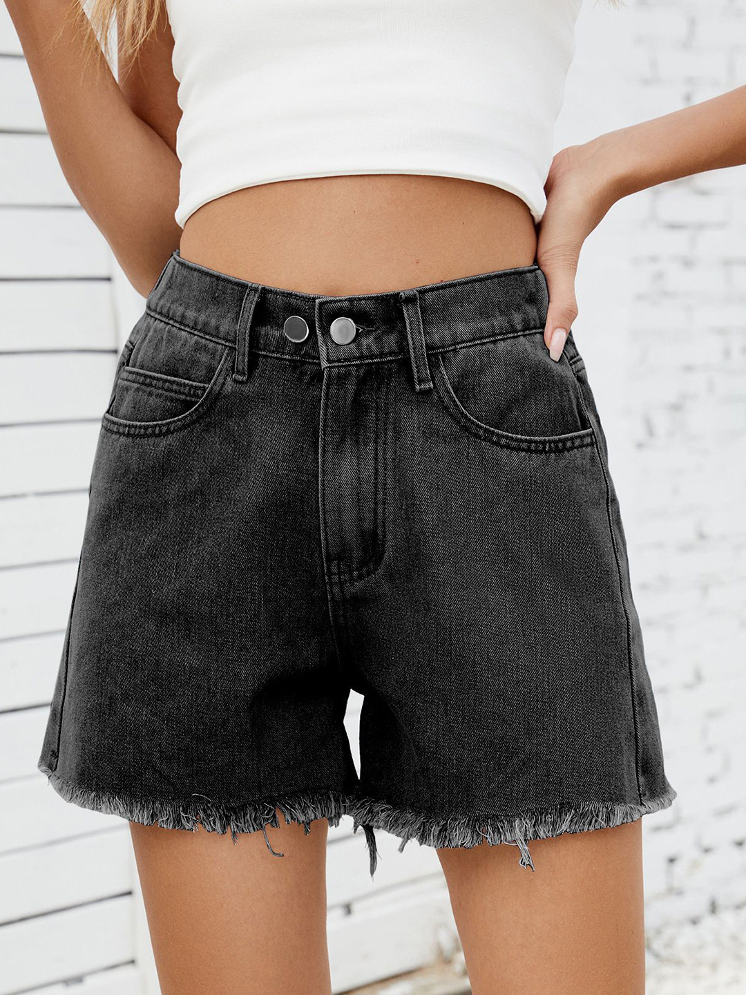 

StyleCast Women Denim Denim Shorts, Charcoal