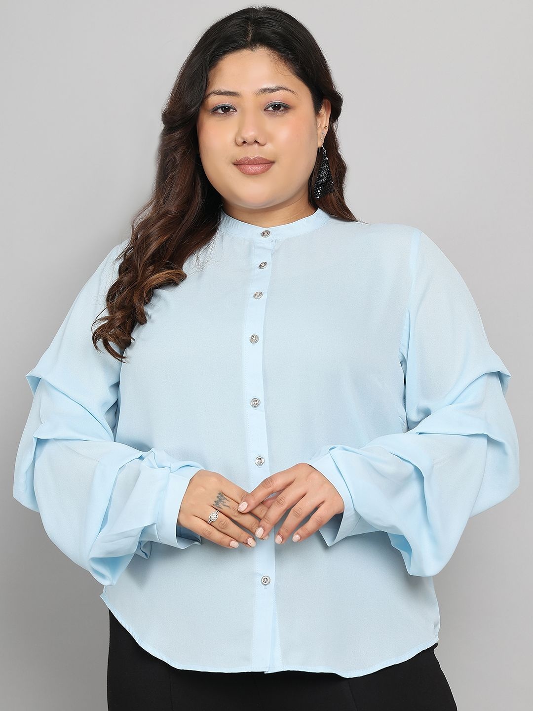 

Tulsattva Women Classic Opaque Casual Shirt, Blue