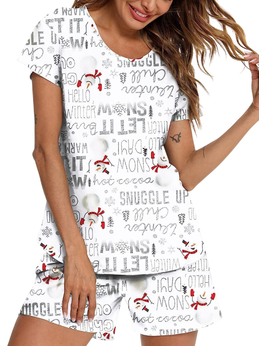 

XPIOX Typography Printed Night suit, White