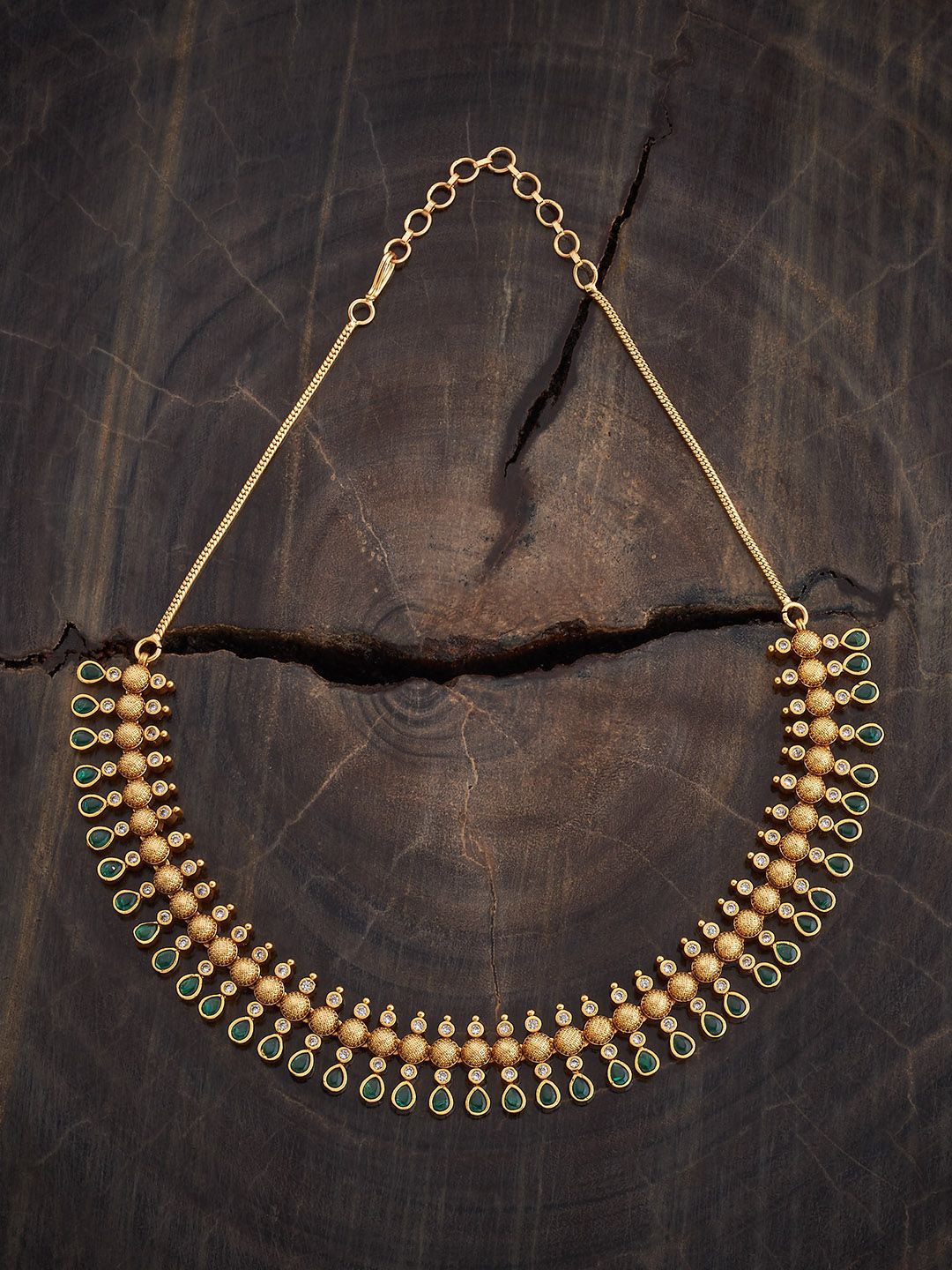 

Kushal's Fashion Jewellery Copper Gold-Plated Artificial Stones Studded Antique Necklace