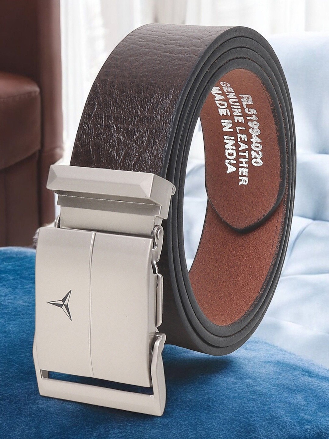 

Metronaut Men Textured Leather Formal Belt, Brown