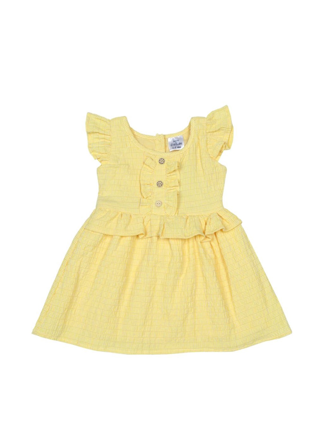 

Doodle Girls Checked Ruffles Detail Fit & Flare Dress, Yellow