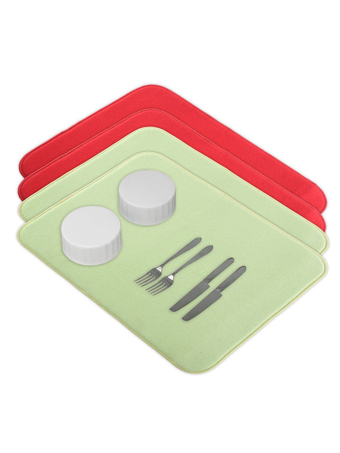 

Kuber Industries 4-Pcs Green & Red Non Slip Dish Drying Mats
