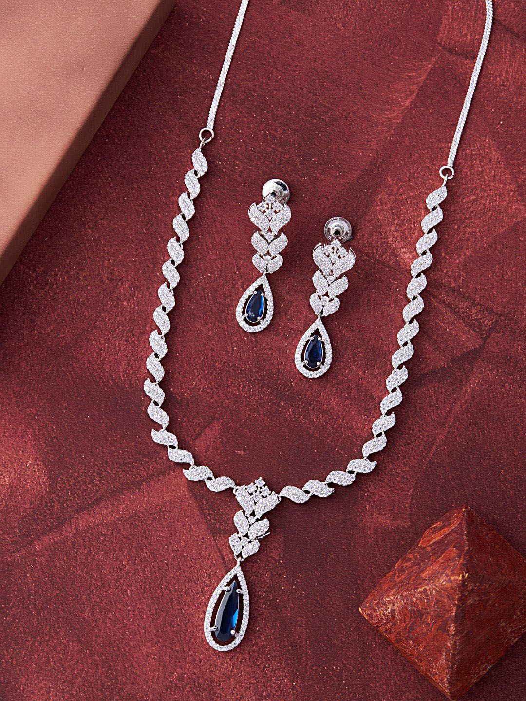 

Feelwhiz Silver-Plated American Diamond Studded Jewellery Set