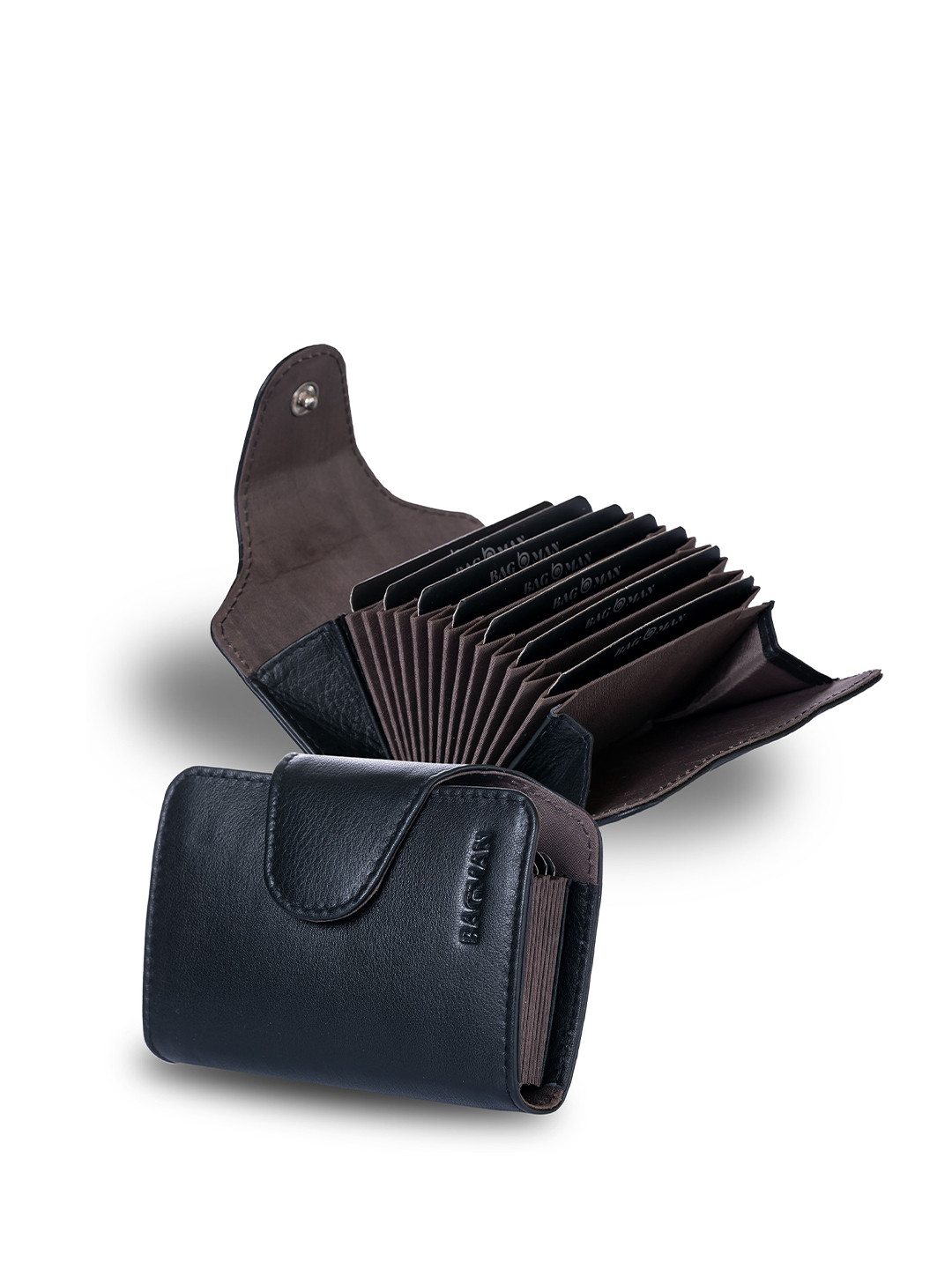 

BAGMAN Men Leather Card Holder, Black