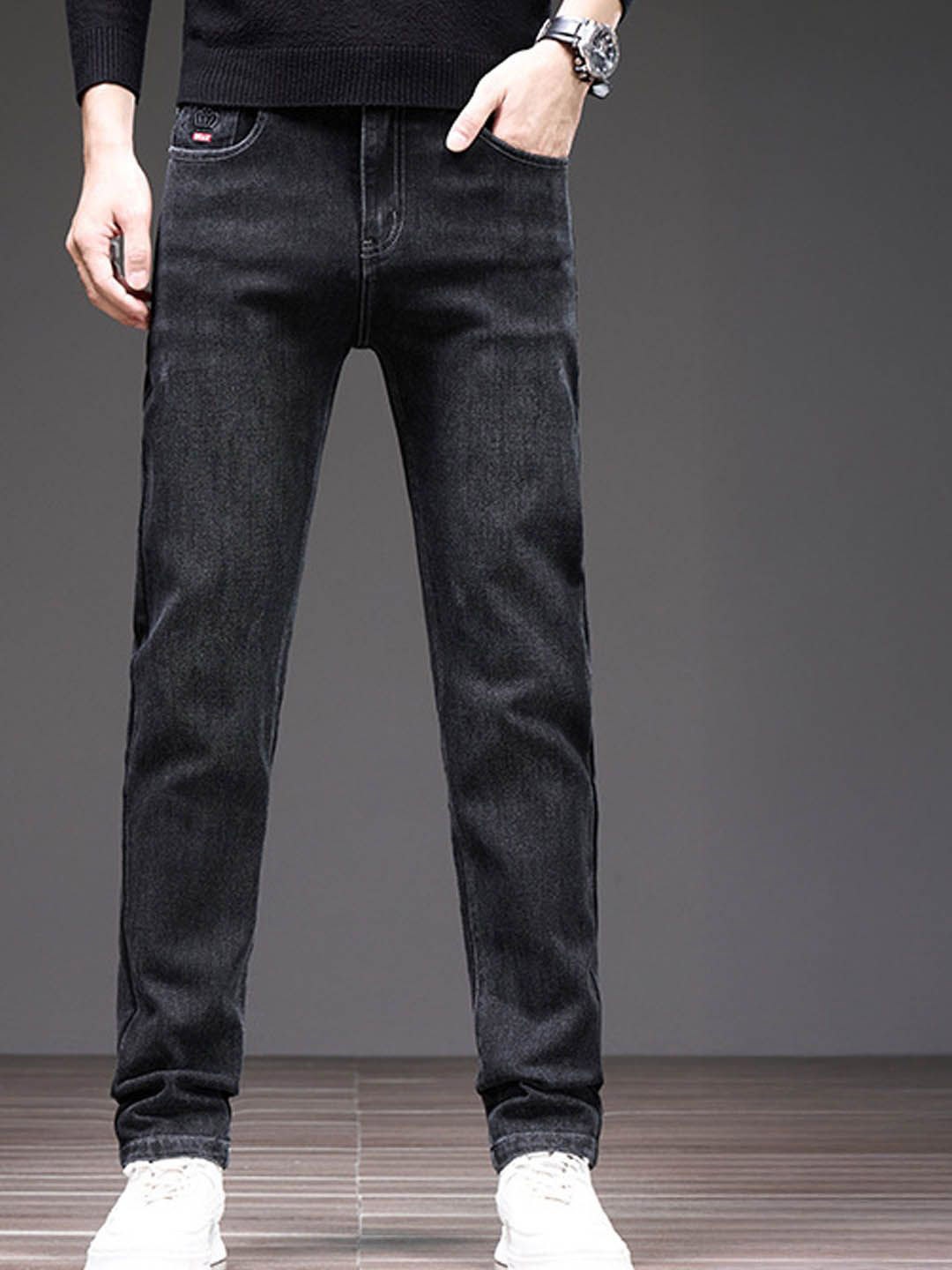

StyleCast Men Low Distress Jeans, Black