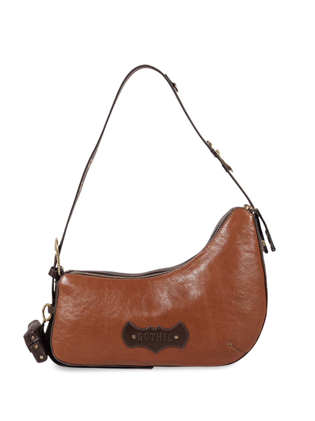 

Hidesign Colourblocked Leather Half Moon Shoulder Bag, Brown