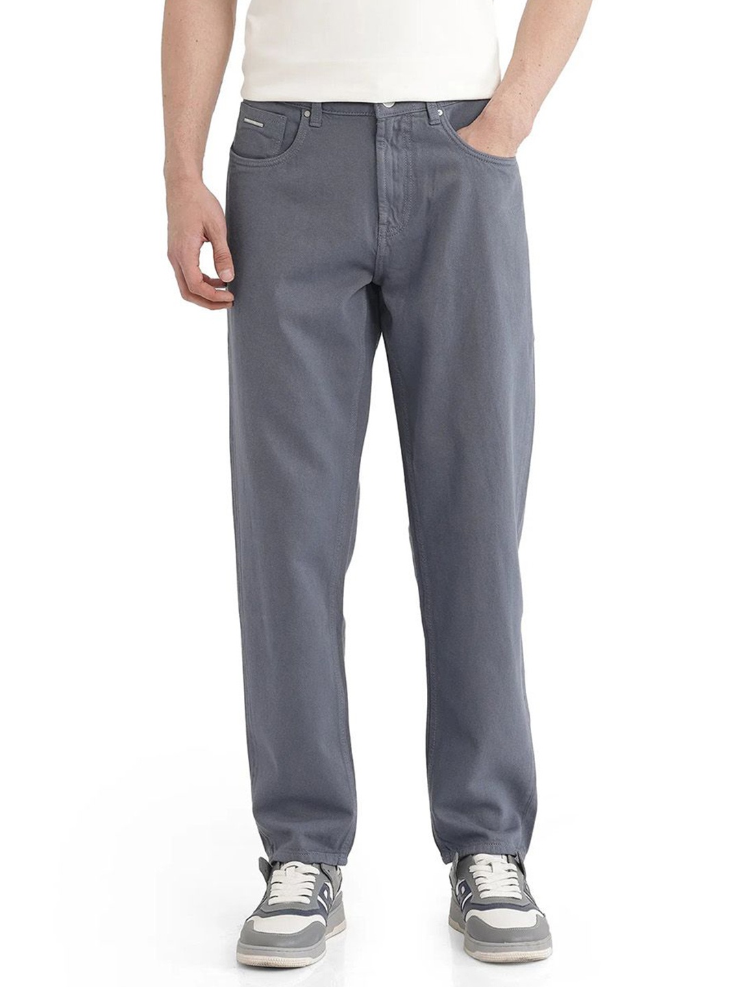 

RARE RABBIT Men Cotton Relaxed Fit Stretchable Jeans, Grey
