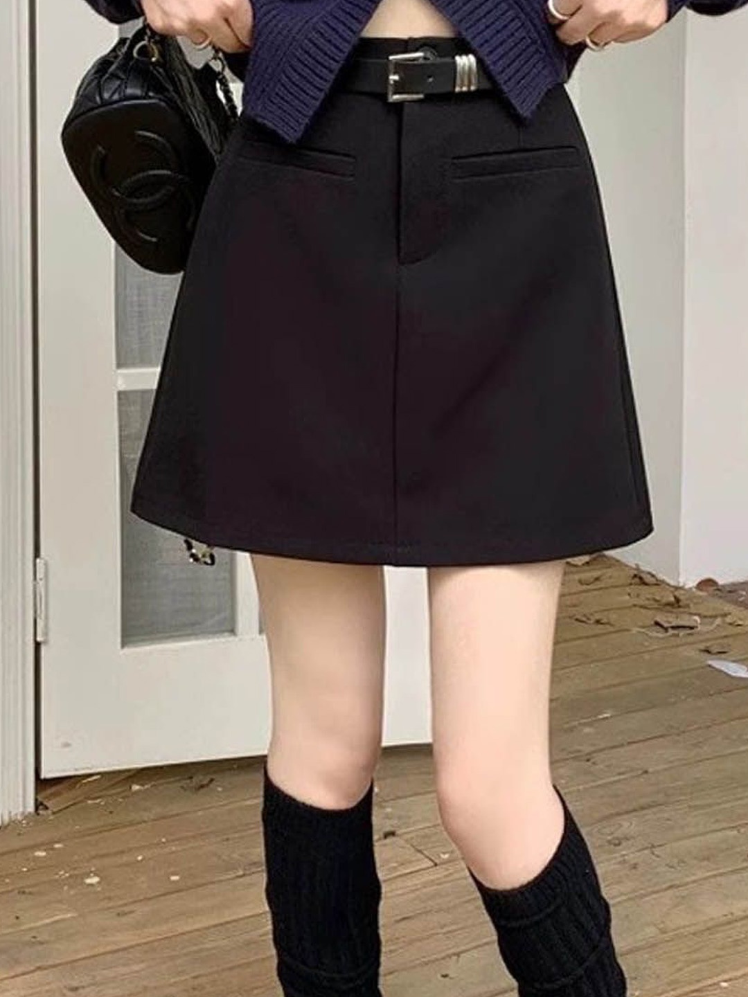 

StyleCast A-Line Above Knee Skirt, Black