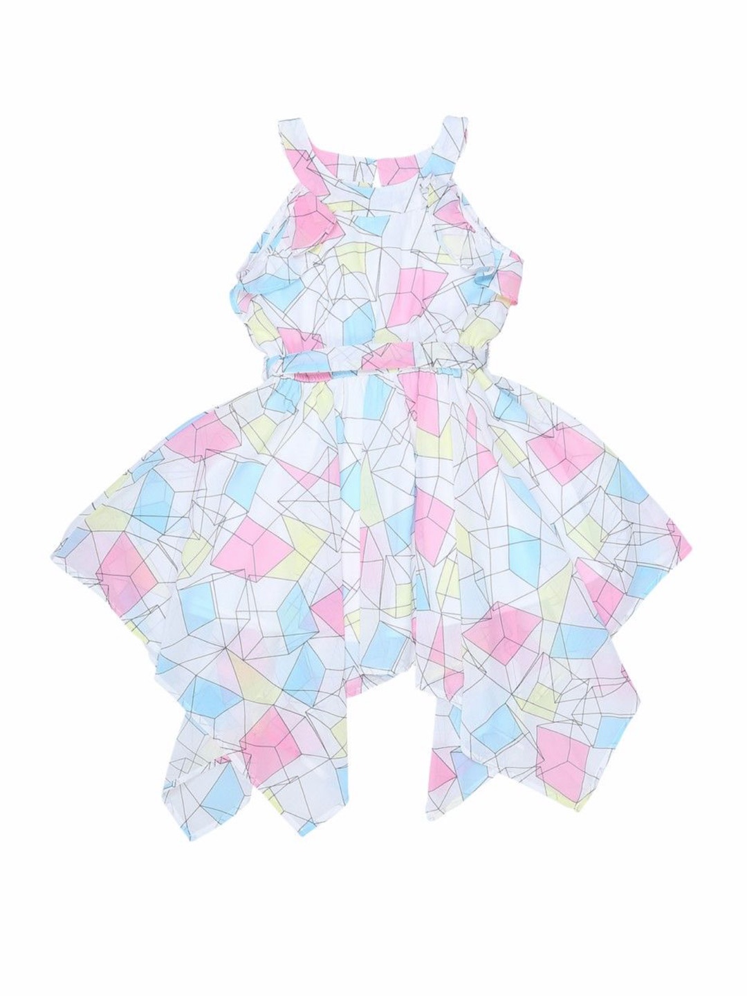 

Doodle Girls Printed Chiffon Fit & Flare Dress, White