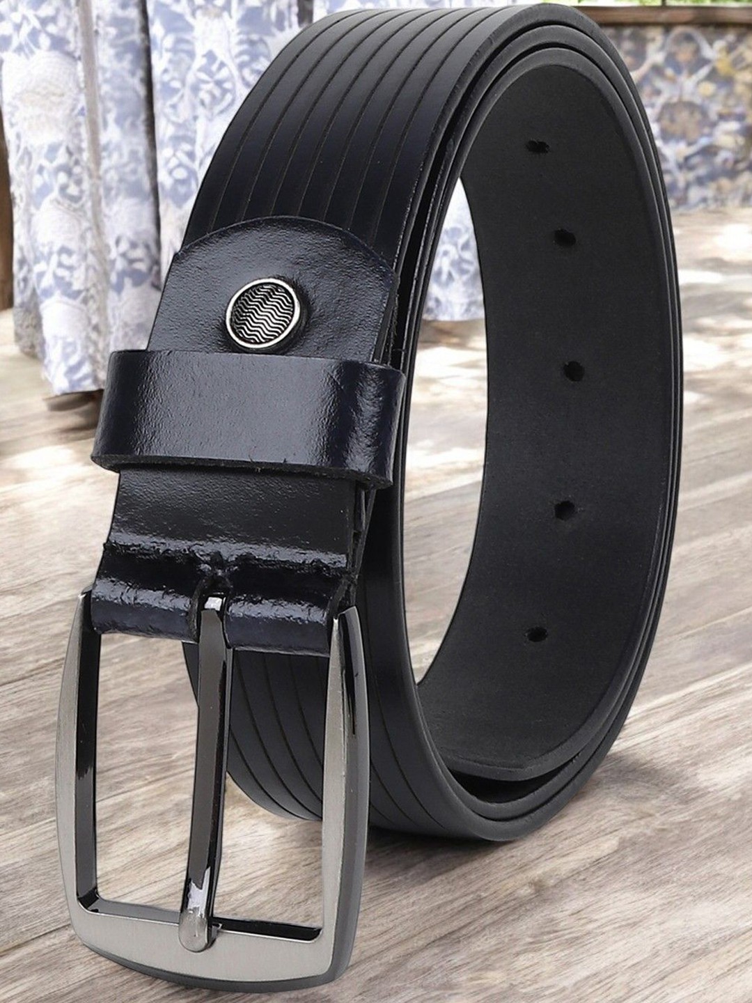 

Metronaut Men Textured Leather Formal Belt, Black