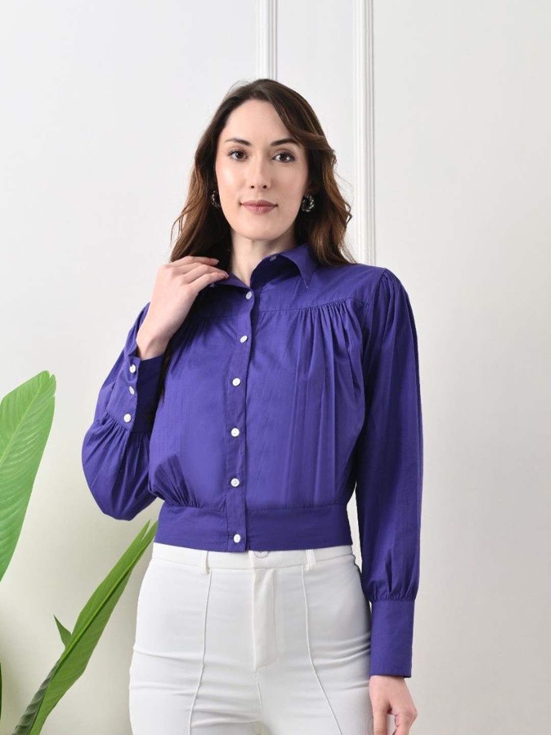

LABEL REGALIA Women Smart Opaque Casual Shirt, Purple