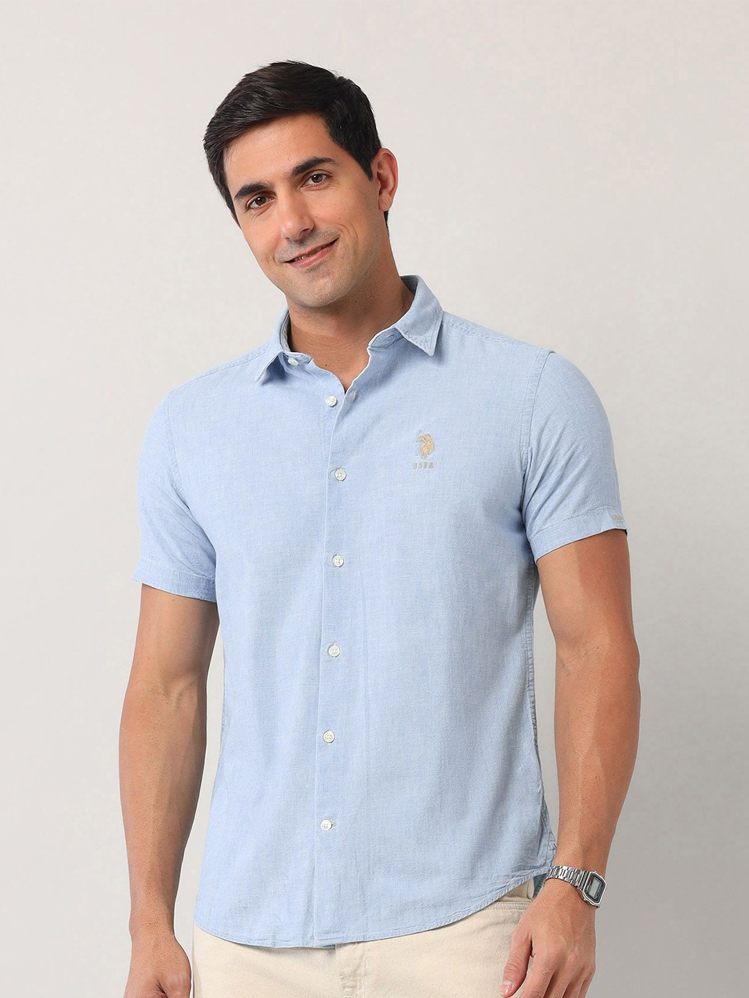 

U.S. Polo Assn. Denim Co. Men Classic Opaque Casual Shirt, Blue