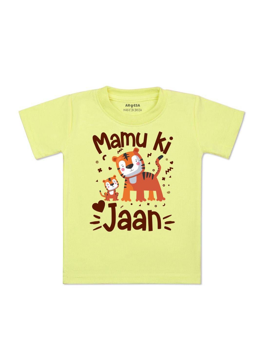 

Arvesa Kids Mamu Ki Jaan Printed Tshirt, Yellow