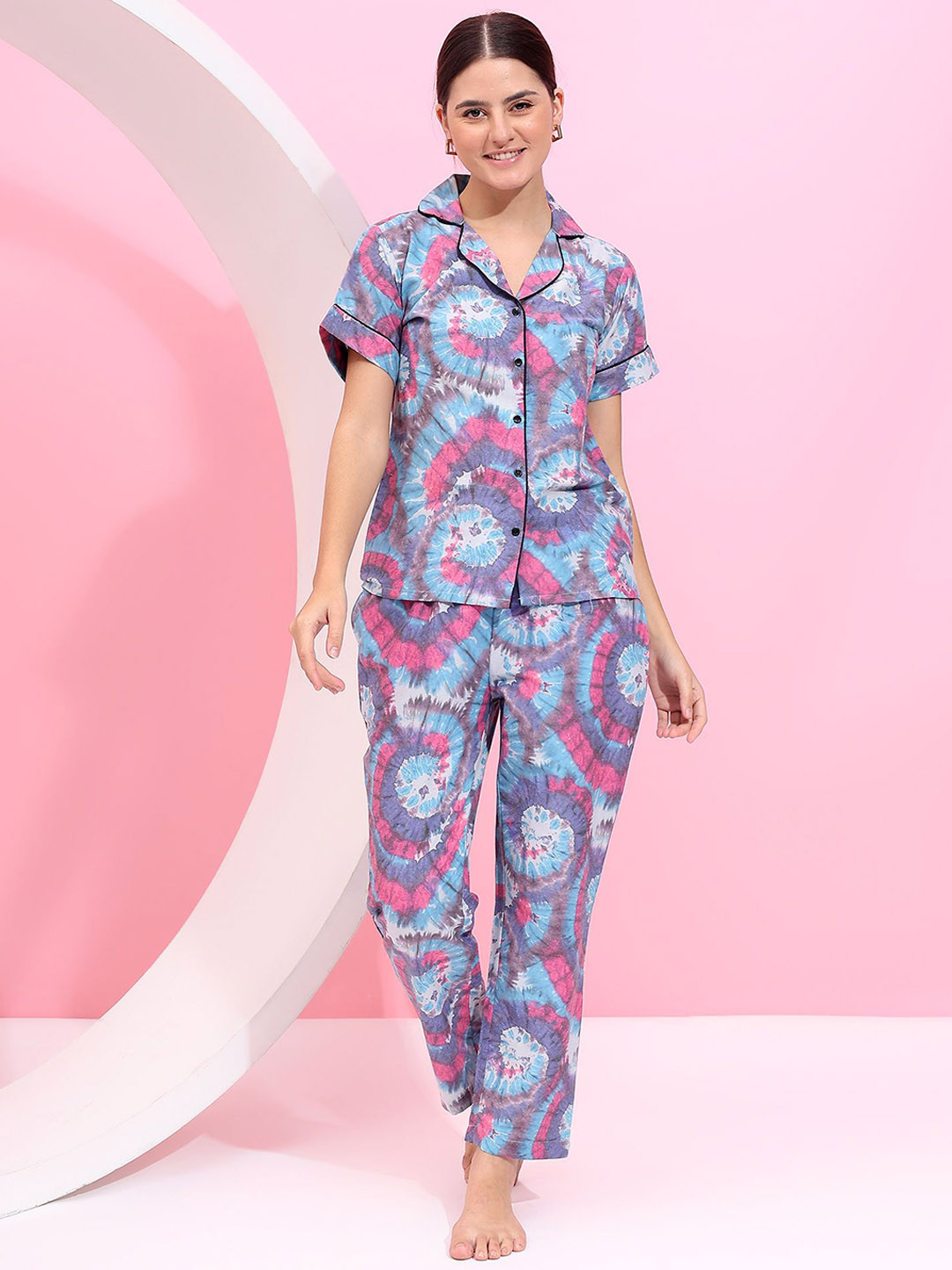 

Fbella Women Printed Night suit, Blue