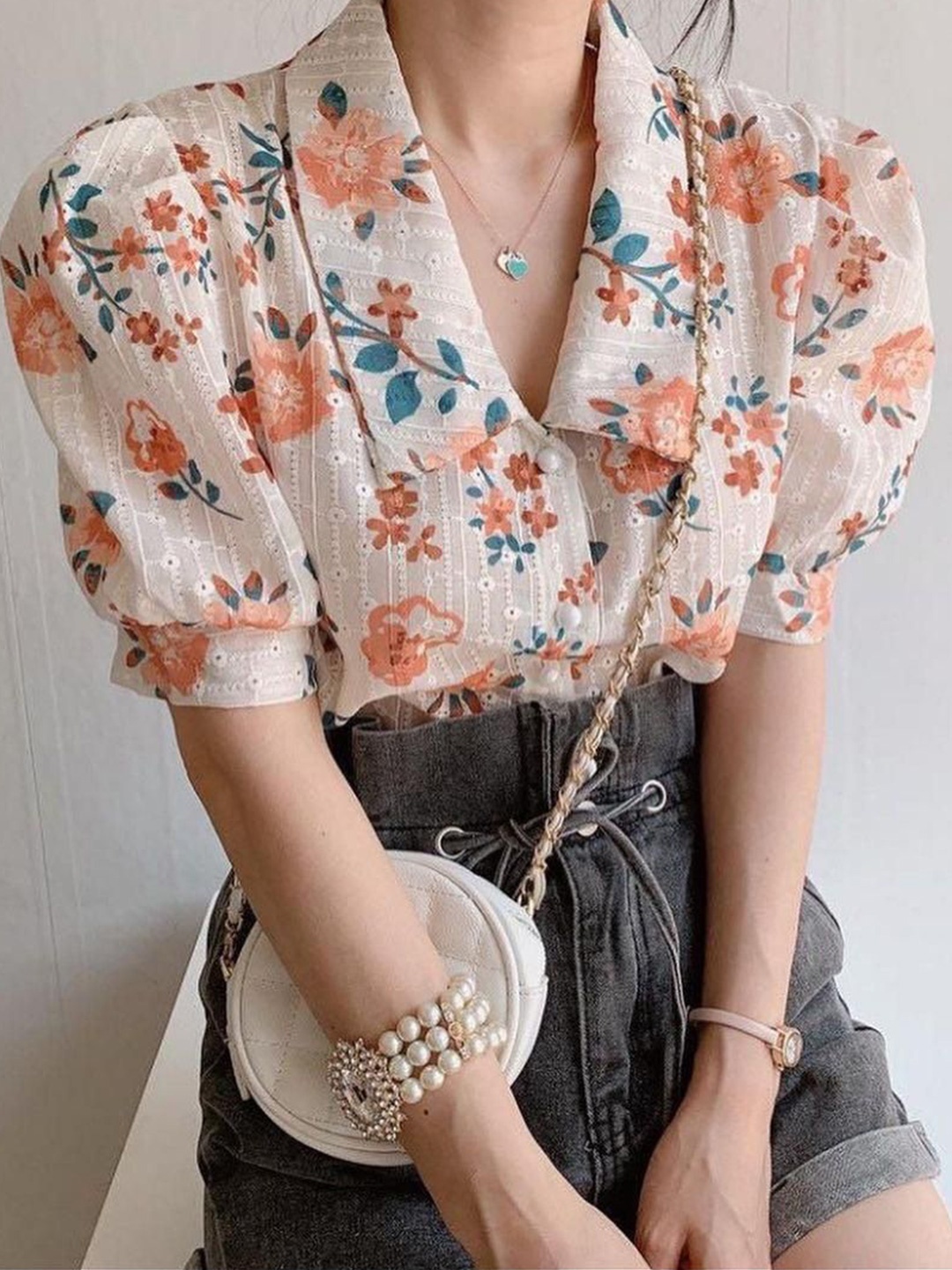 

Alamode By Akanksha Beige Susan Floral Blouse