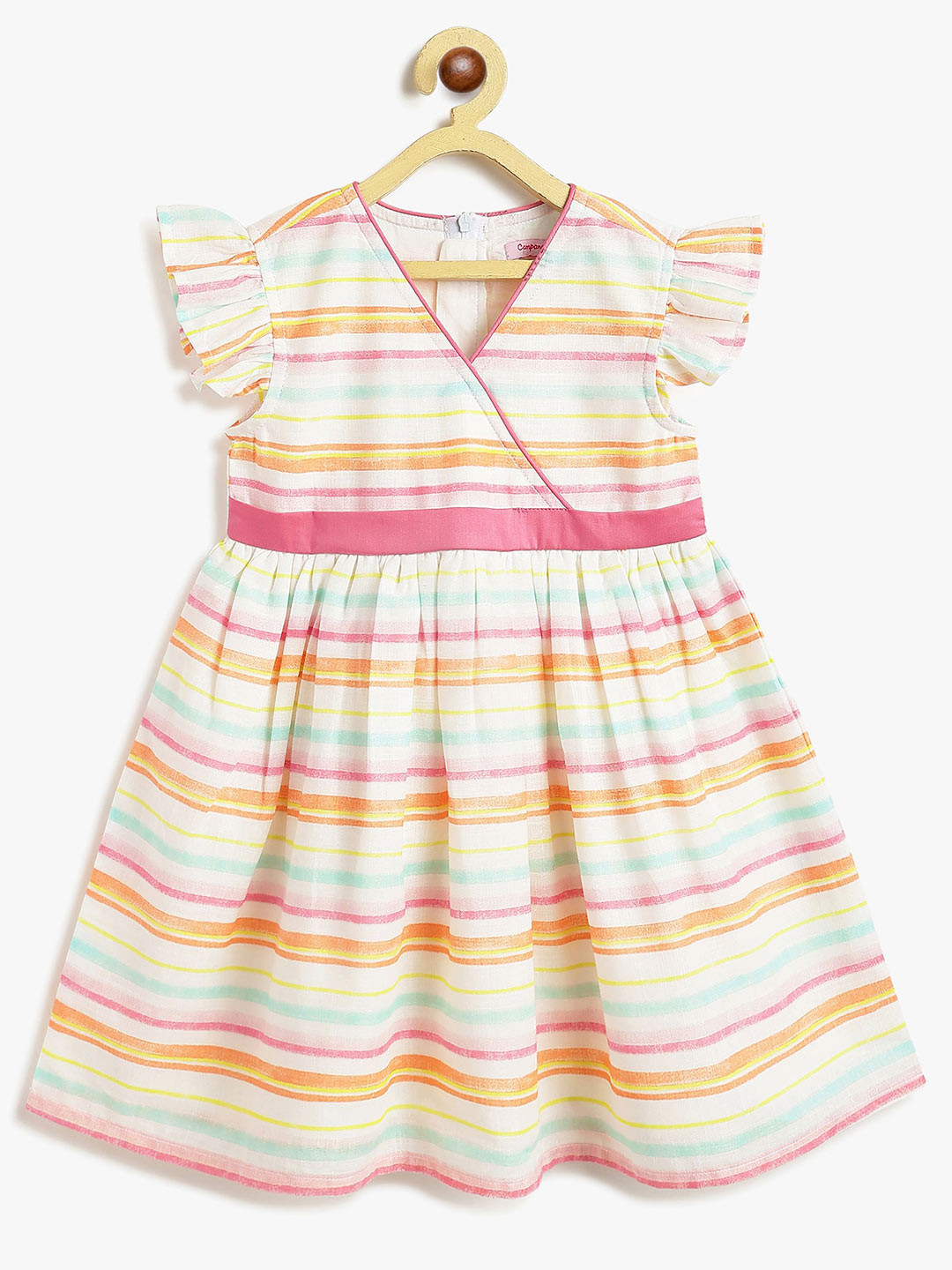 

Campana Striped Flutter Sleeve Fit & Flare Dress, White