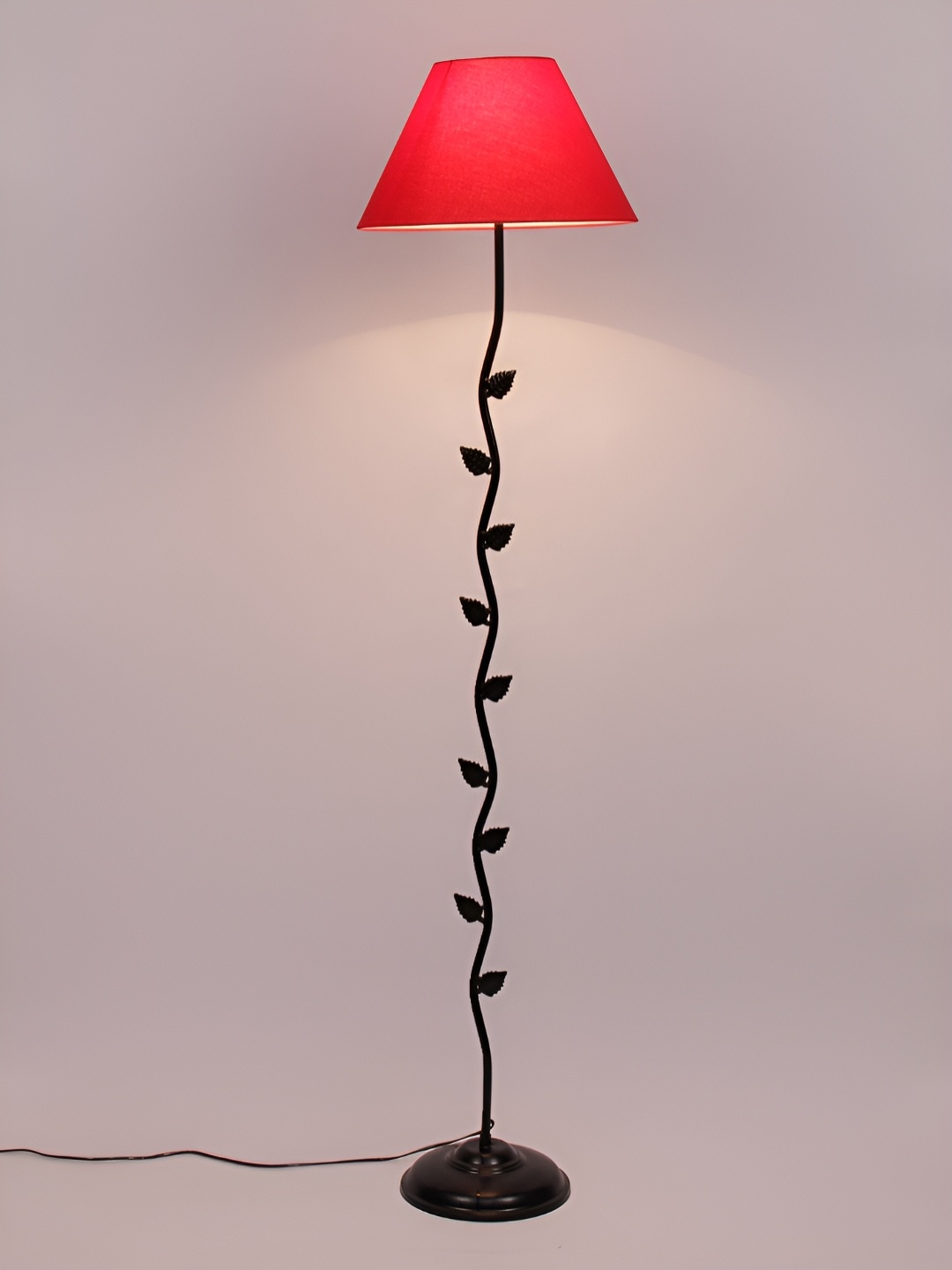 

Devansh Black & Red Cotton Floor Lamp With Shade