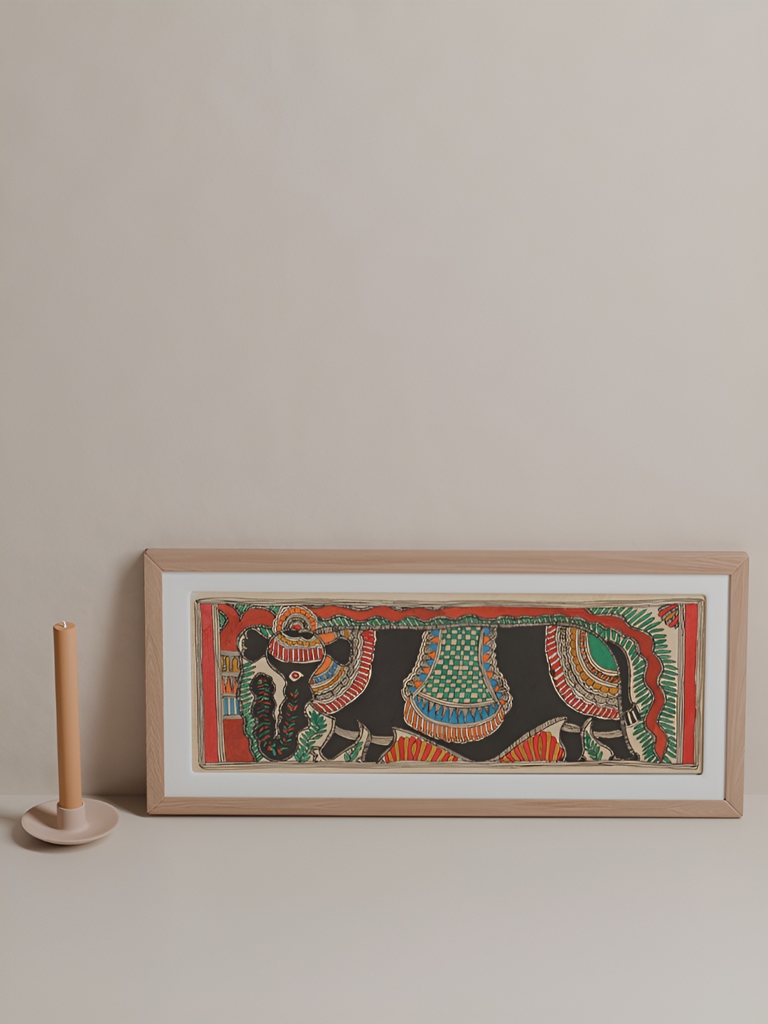 

Eyaas Black & Red Elephant Madhubani Hand-Painted Wall Art