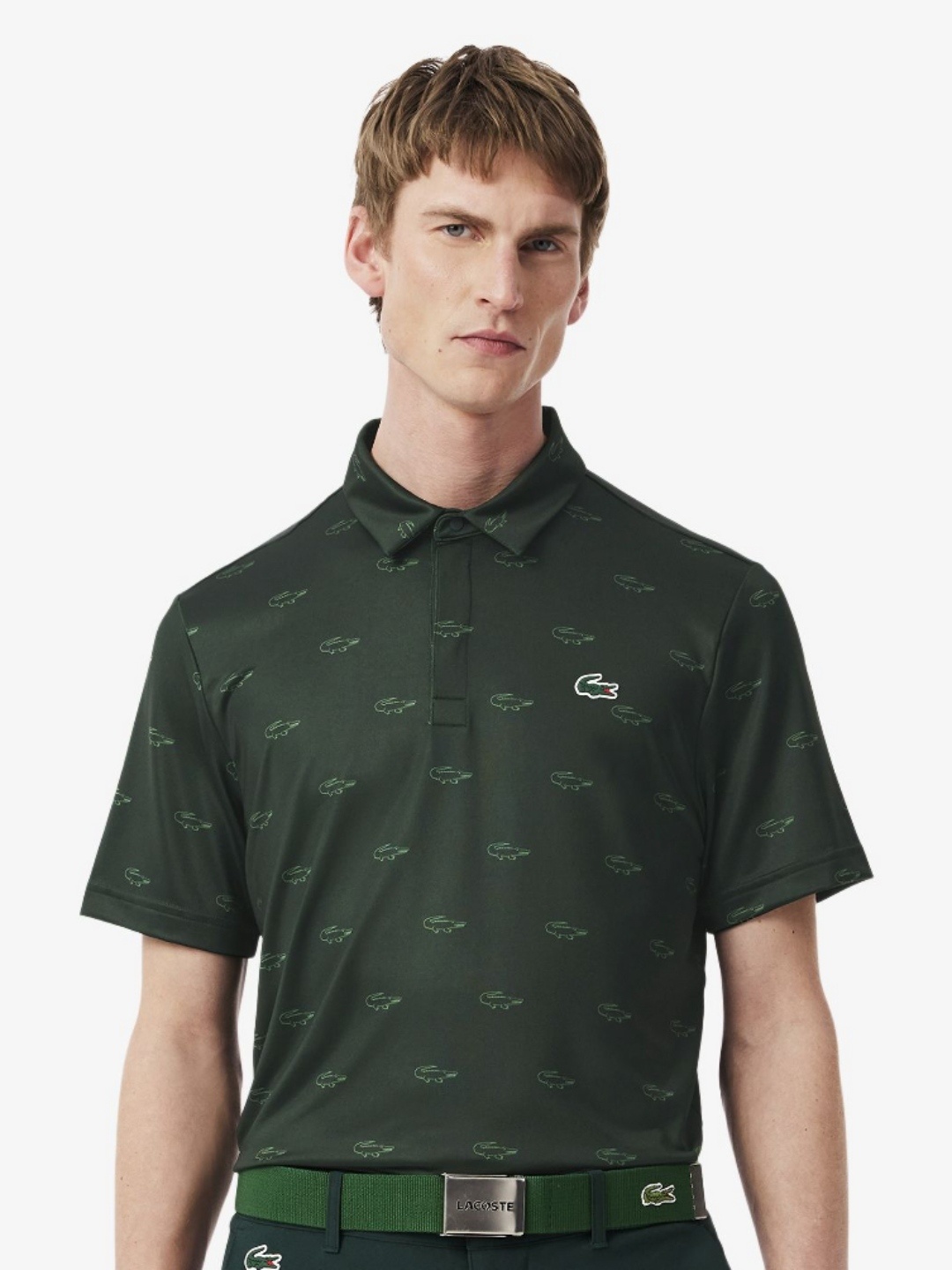 

Lacoste Men Conversational Printed Polo Collar Regular Fit T-shirt, Green
