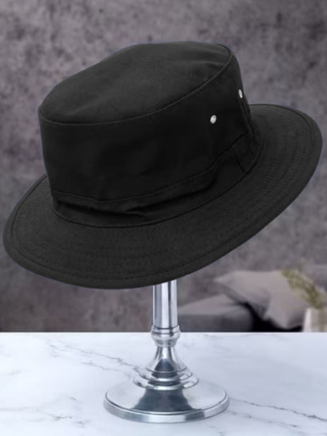 

Infispace Men Black Embroidered Bucket Hat