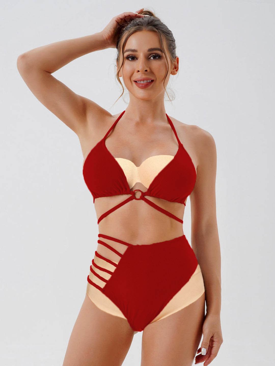 

Krelin Halter Neck Swim Bikini Set, Red