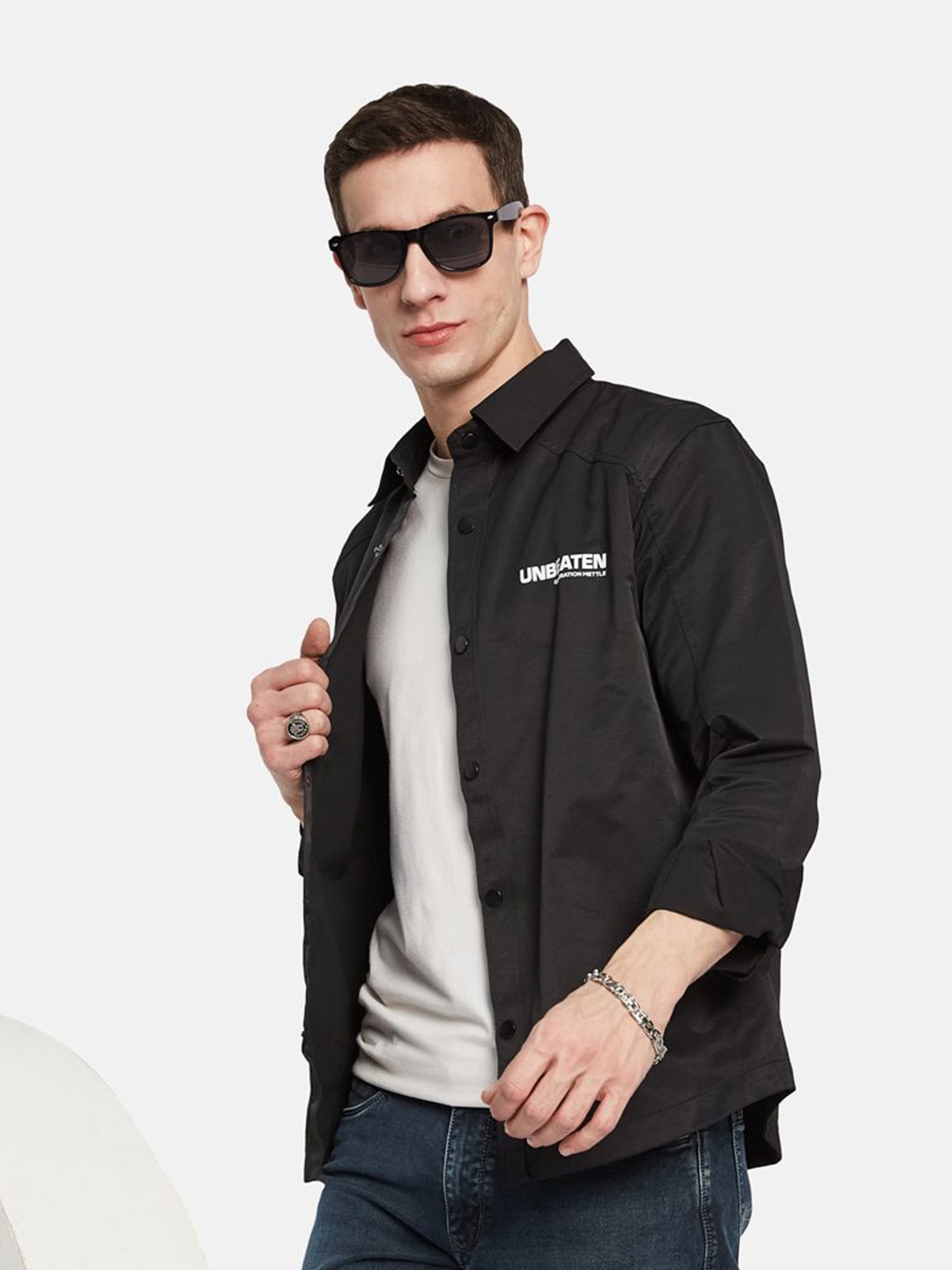 

METTLE Men Opaque Casual Shirt, Black
