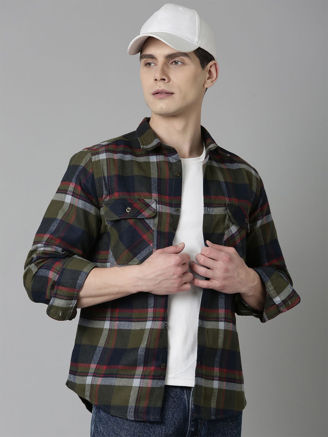 

Kook N Keech Men Standard Tartan Checks Opaque Checked Casual Shirt, Green