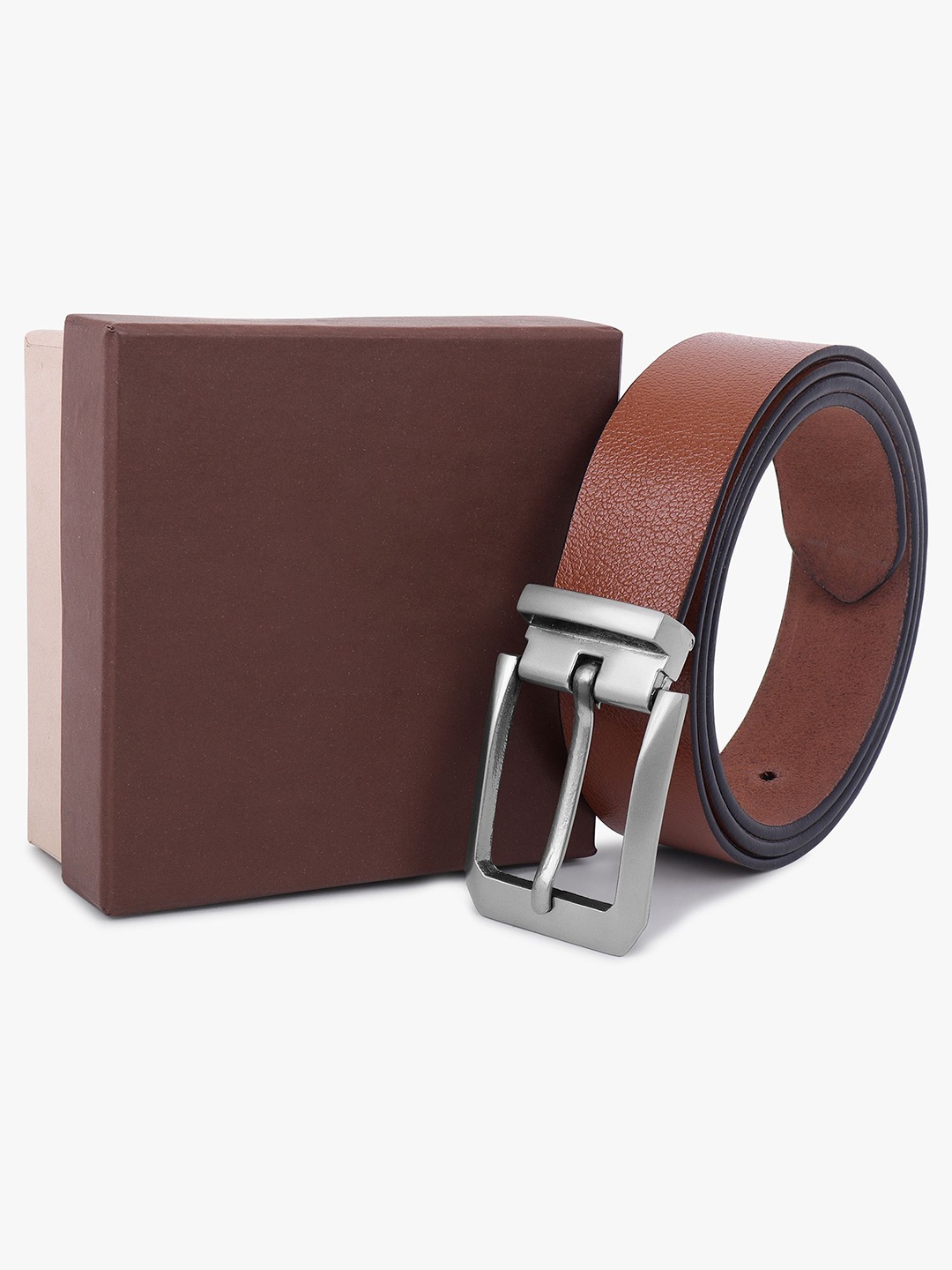 

Metronaut Men Textured Leather Formal Belt, Tan