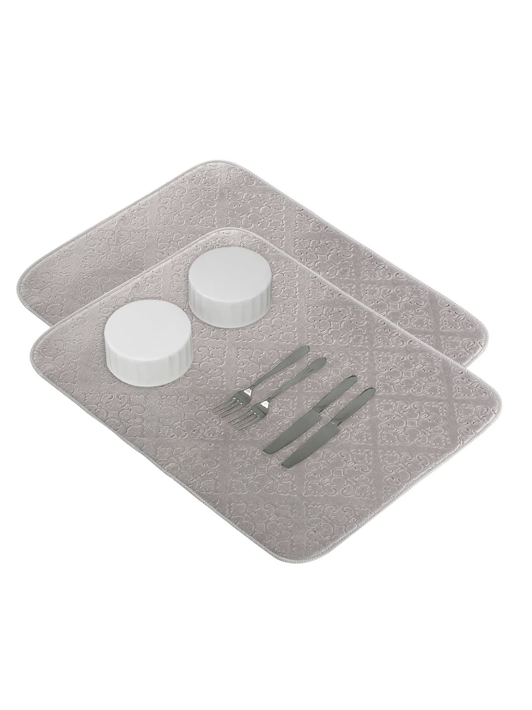 

Kuber Industries 2-Pcs Grey Non Slip Dish Drying Mats